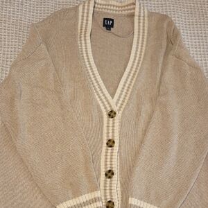 GAP Womens Beige and Cream Button Cardigan Large